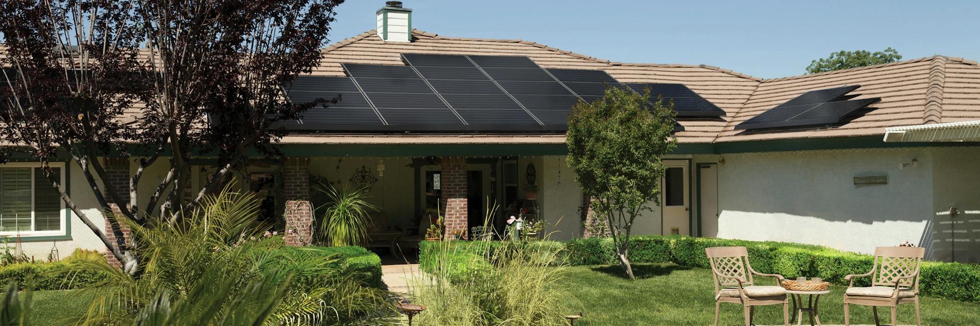 Residential solar panels on a roof